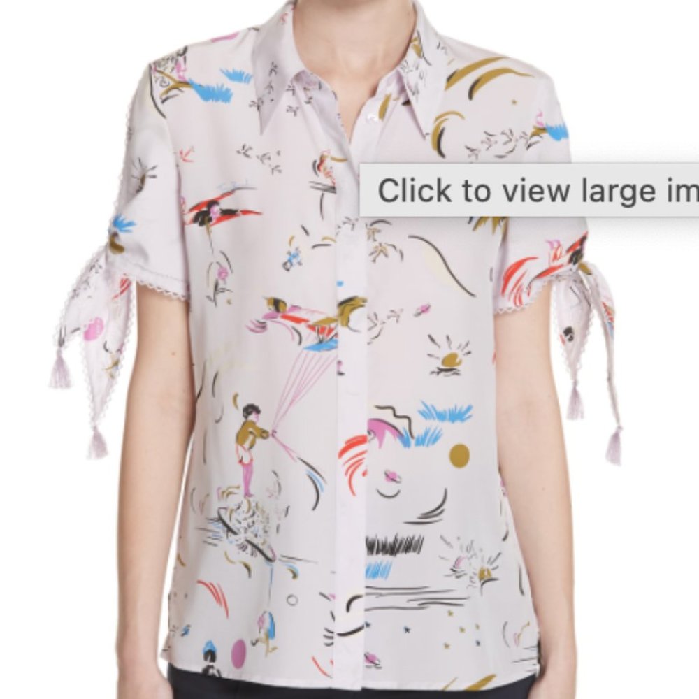 Daydream Tie-sleeve Silk Shirt In Purple Daydream (0, Pink/Purple)